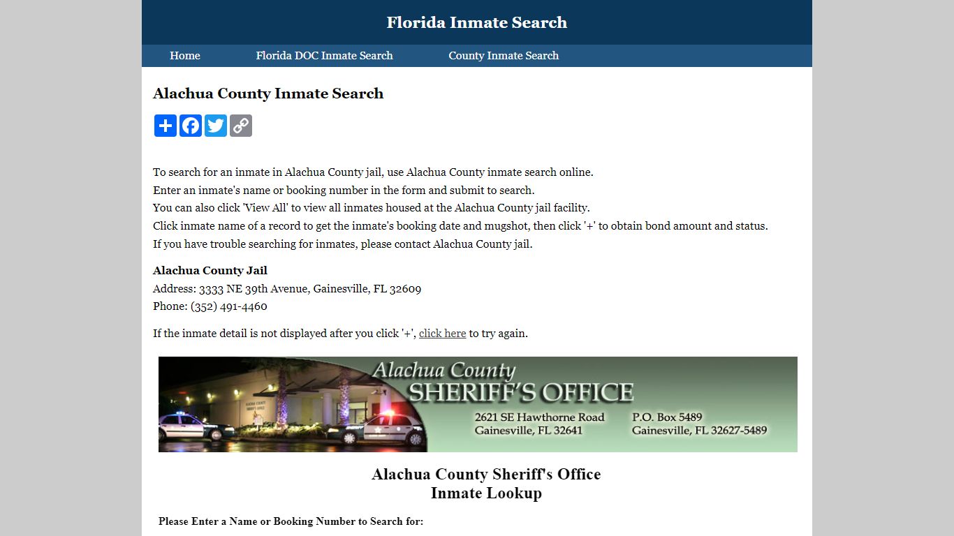 Alachua County Inmate Search