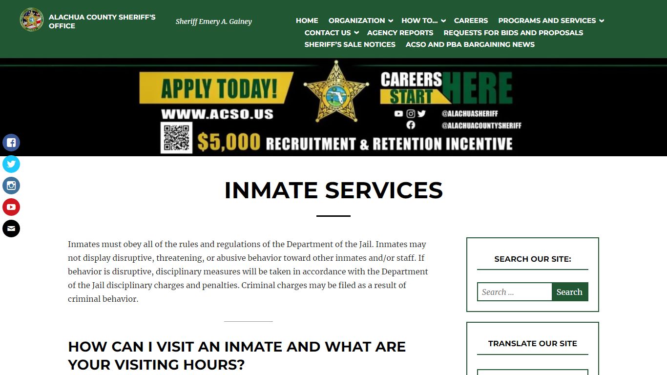 Inmate Services – ALACHUA COUNTY SHERIFF'S OFFICE